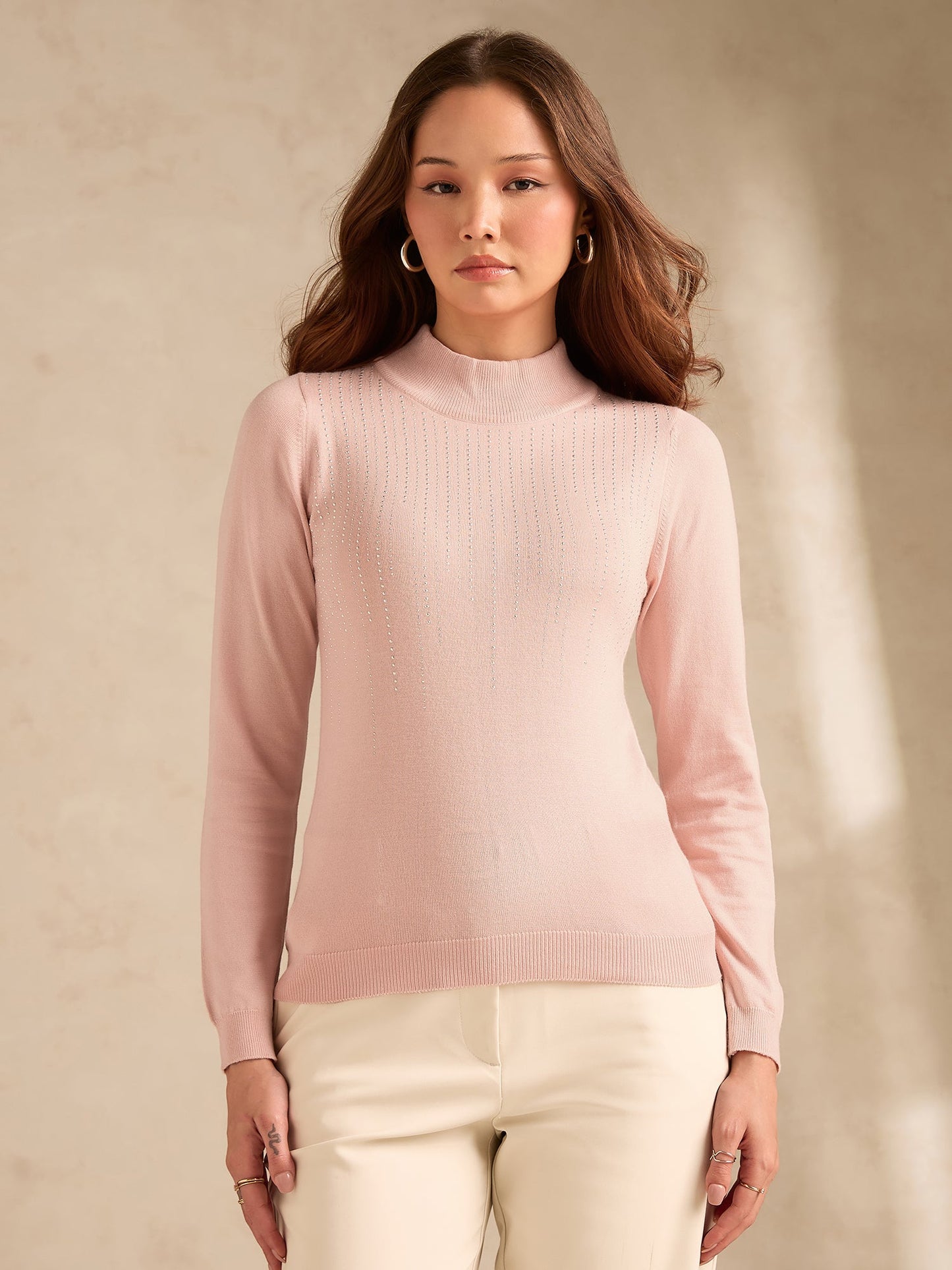 Rose Gold High Neck With Small Studded Top