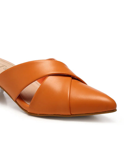 GNIST Comfort Mule Orange Round Heels