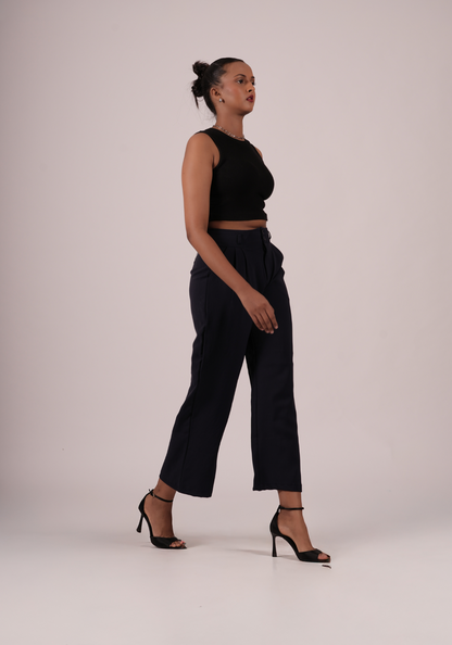 korean Baggy Pants in Midnight Black