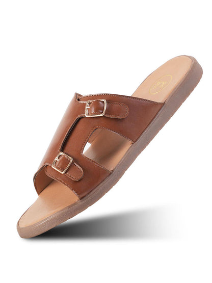 T-Rad Classic Double Monk Strap Sandals - Tan - UK 10 EU 44