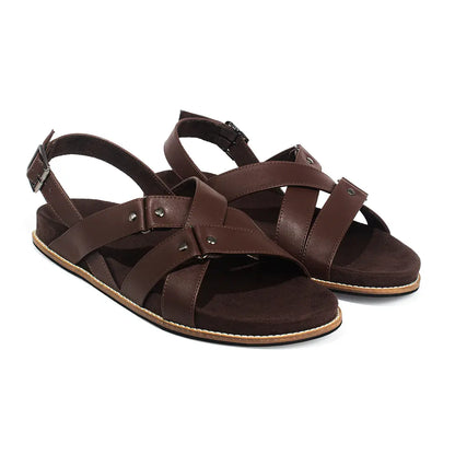 Paaduks Fox Crossover Vegan Leather Brown Men Sandals
