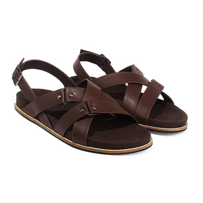 Paaduks Fox Crossover Vegan Leather Brown Men Sandals
