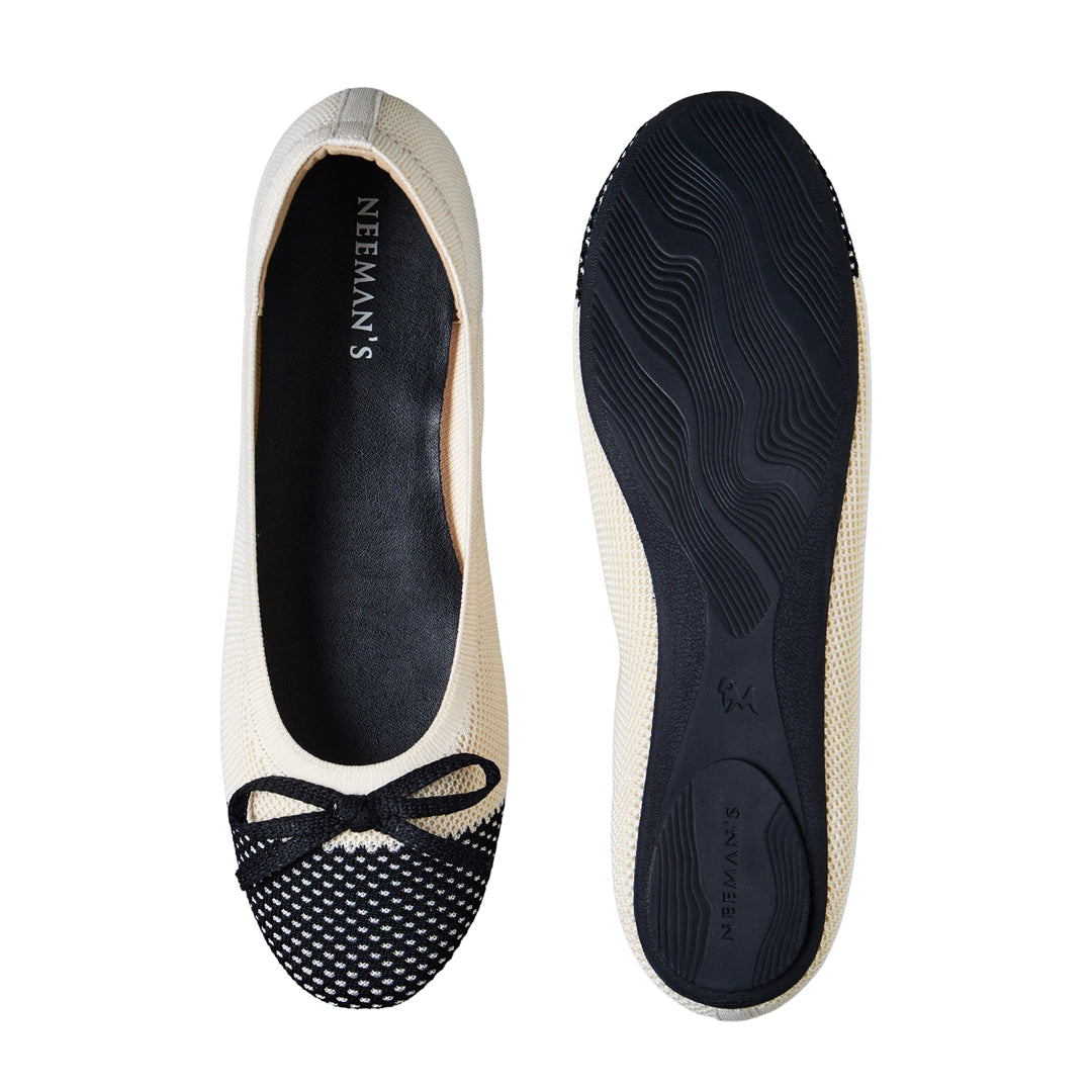 Neeman's Everyday Ballet Flats for Women | Soft Knit Upper, Cushioned Insole & Textured Toe | Stylish, Comfortable & Versatile for Work or Casual Wear