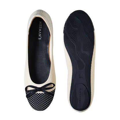 Neeman's Everyday Ballet Flats for Women | Soft Knit Upper, Cushioned Insole & Textured Toe | Stylish, Comfortable & Versatile for Work or Casual Wear