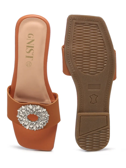 GNIST Embellished Eligent Tan Flats