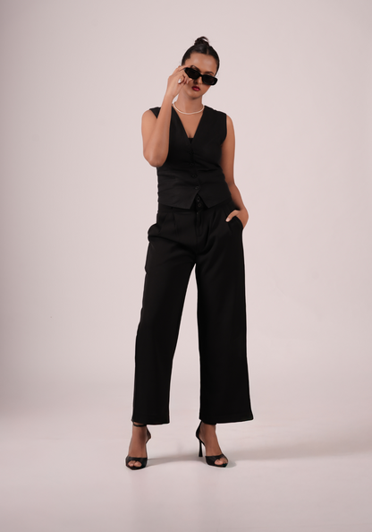 korean Baggy Pants in Midnight Black
