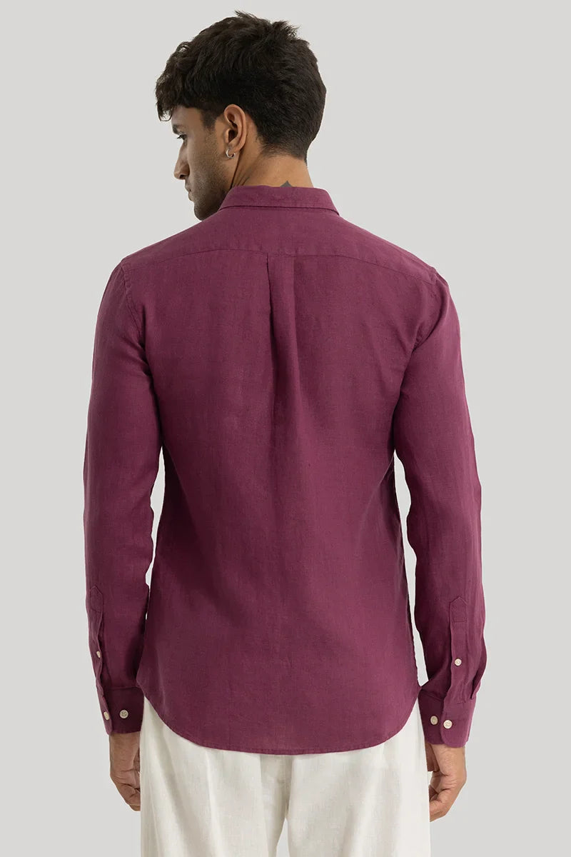Elementary Magenta Plain 100% Linen Shirt