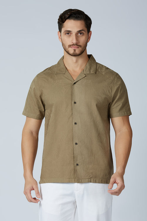 Cotton Jacquard Palm Shirt