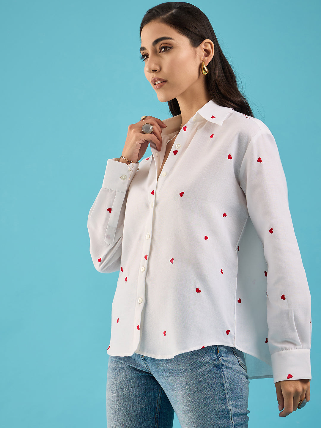 All Over Embroidered Cotton Shirt