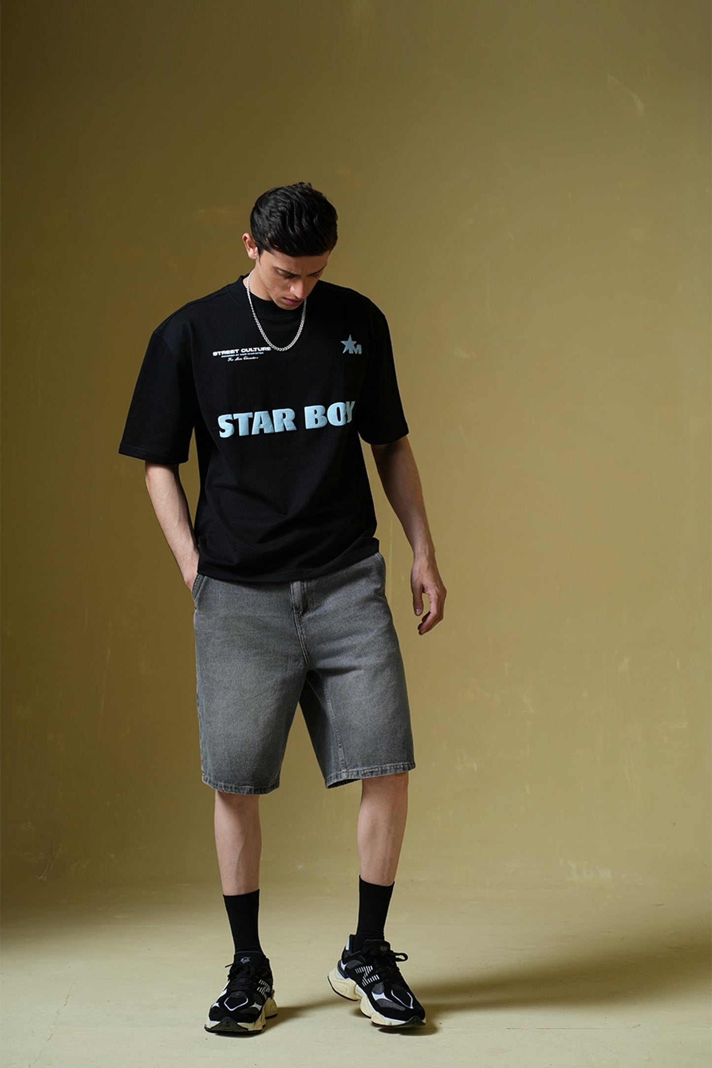 Star Boy Black Oversized T-Shirt