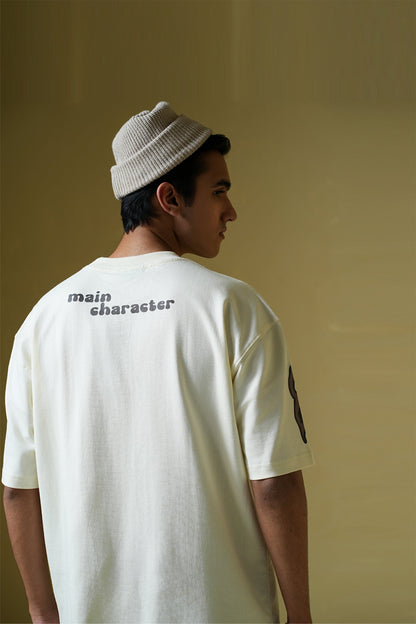 TV off Cream Oversized T-Shirt