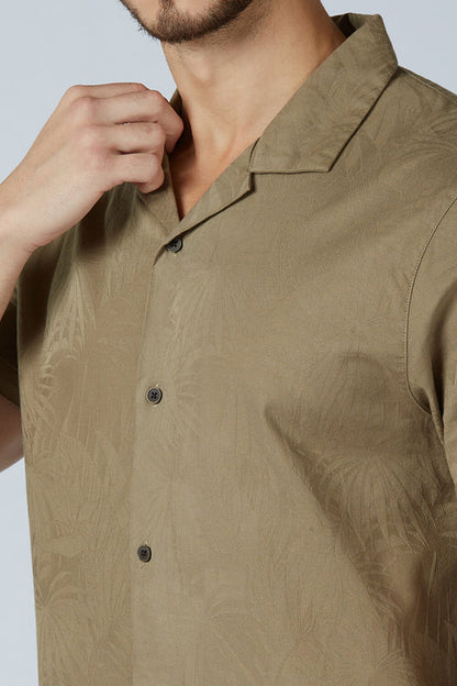 Cotton Jacquard Palm Shirt