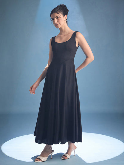 Stretchable Corset Fit & Flare Midi Dress