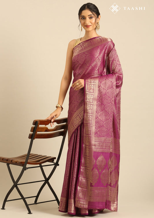 Purple Brocade Crepe Saree