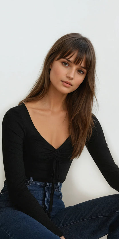 MWB Drawstring Detail Long Sleeve Top