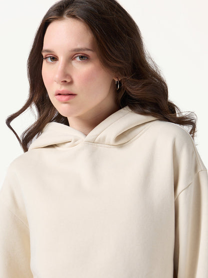 Cream Back Tokyo Graphic Russian Fleece Hooded Sweatshirt