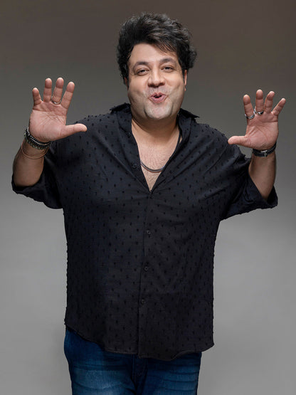 Black Textured Casual Shirt