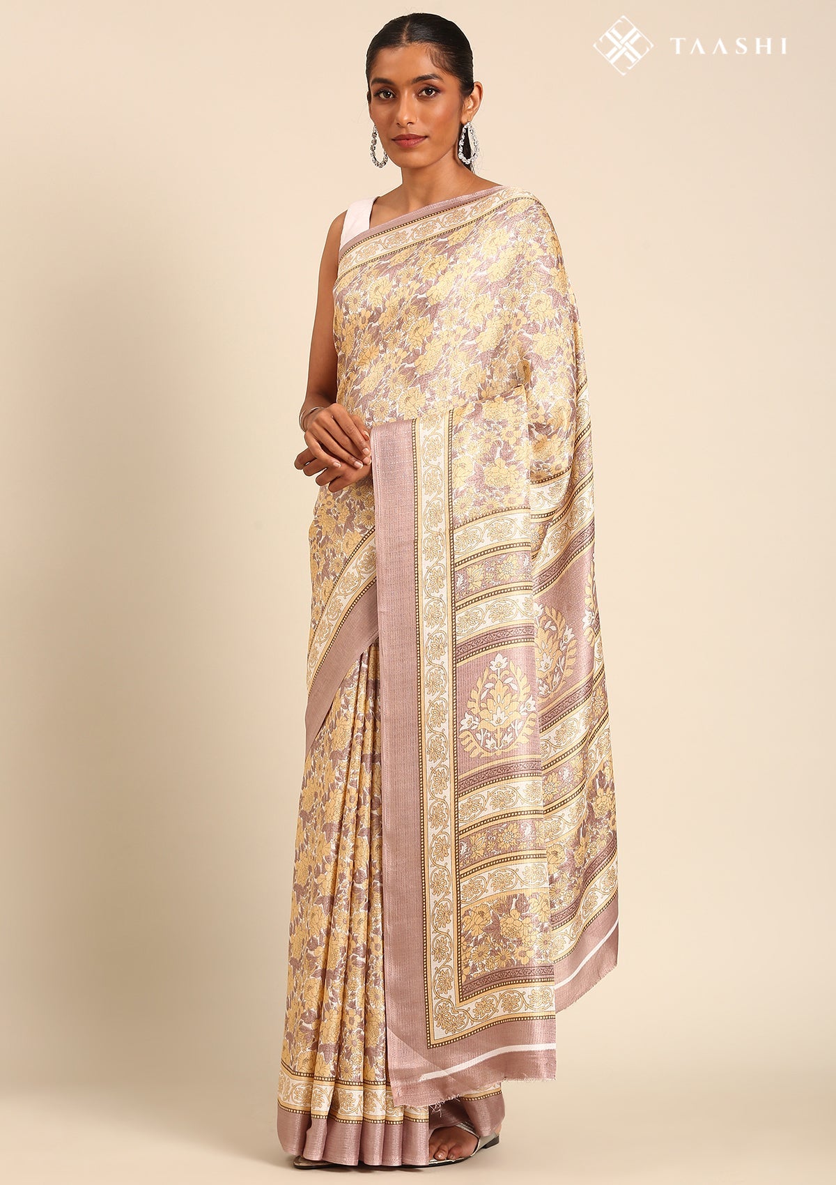 Copper A/O Floral Printed Art Tussar Matka Silk Saree