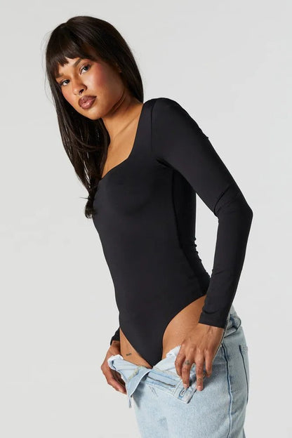 MWB Square Neck Long Sleeve Bodysuit Top