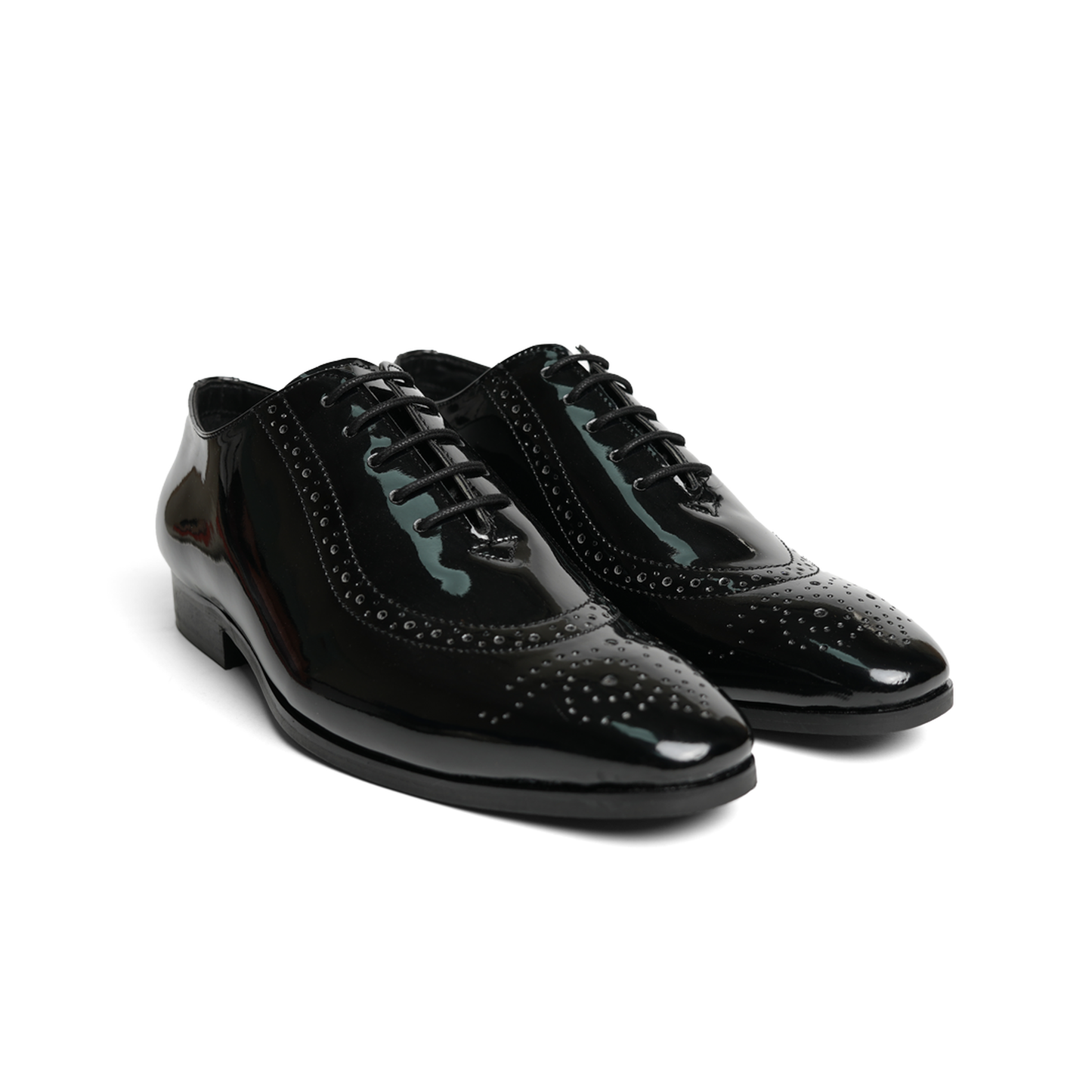 Glossy Classic Patent Lace-Ups - Black