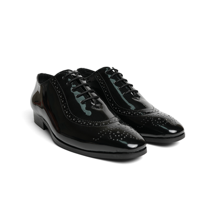 Glossy Classic Patent Lace-Ups - Black