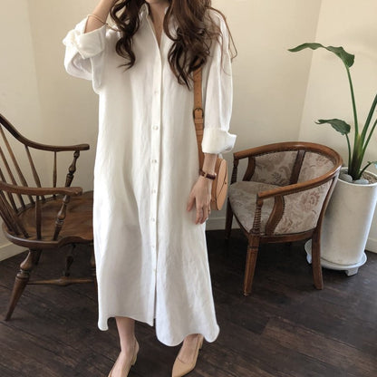 White Straight Fit Shirt Dress