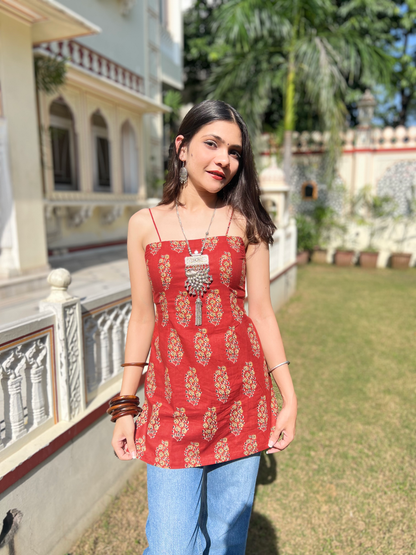 Maroon Corset Back Dori Short Kurti