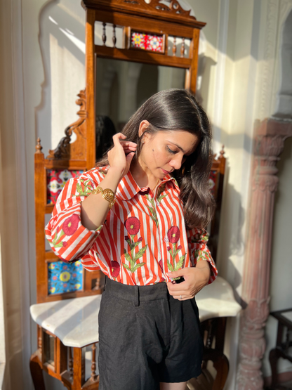 Tropical Orange Stripes Shirt