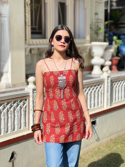 Maroon Corset Back Dori Short Kurti