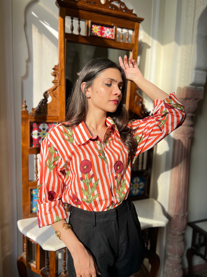 Tropical Orange Stripes Shirt