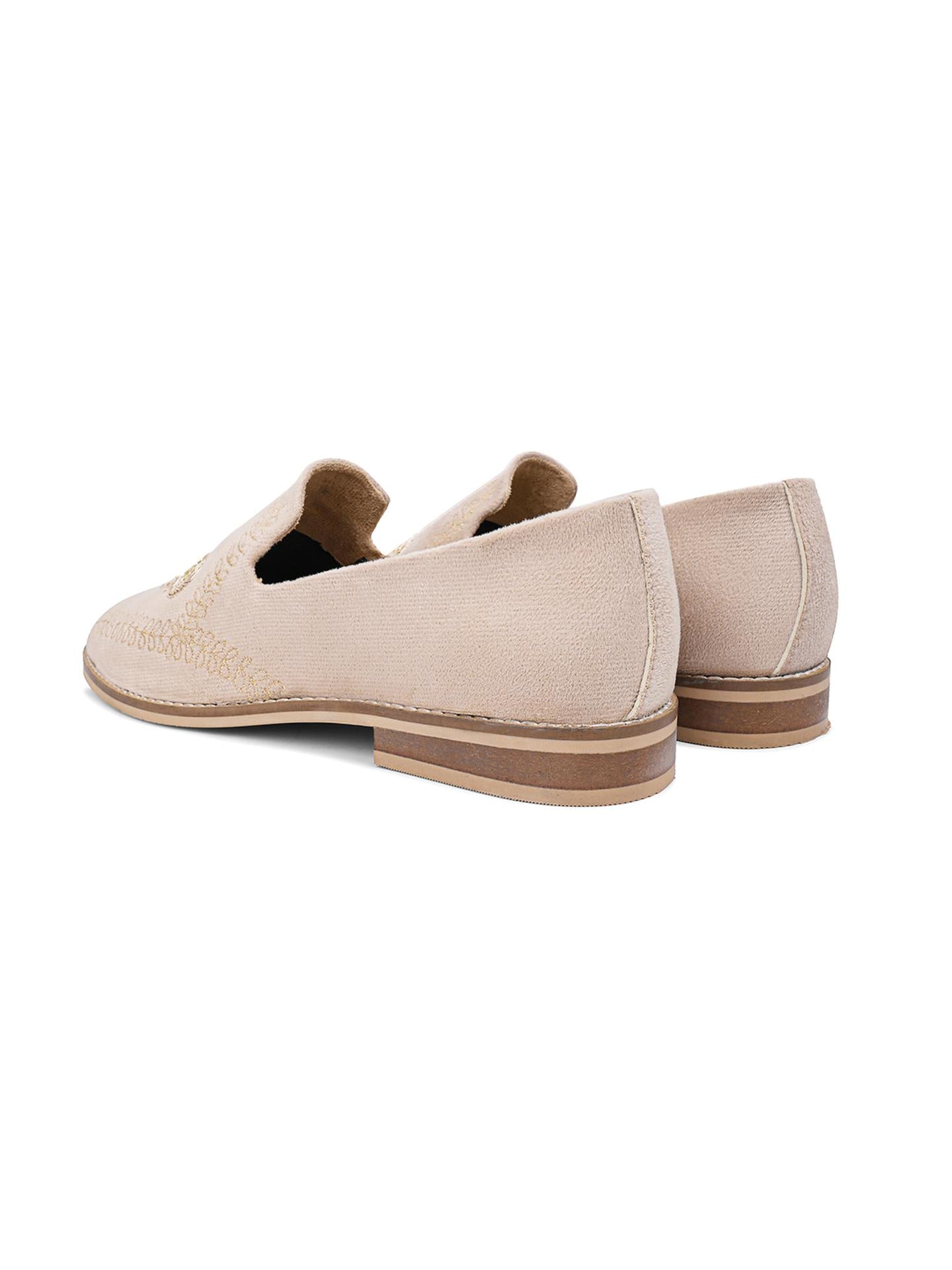 Monkstory Embroidered Slip-ons - Beige