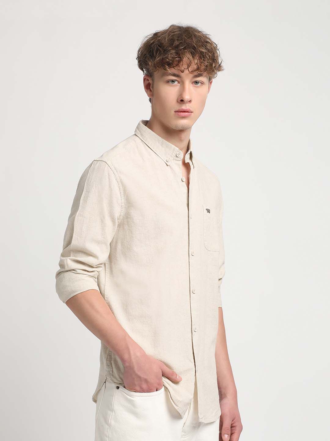Slim Fit Button Down Collar Chest Pocket Casual Shirt