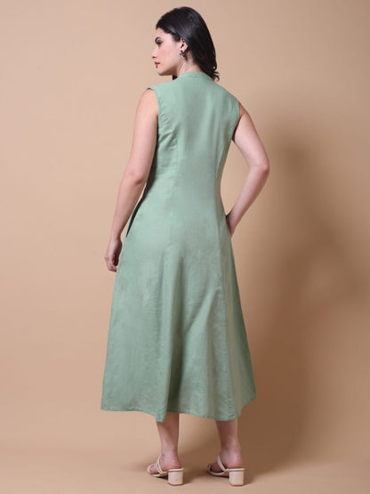 Relaxed Midi Shirt Dress | Green