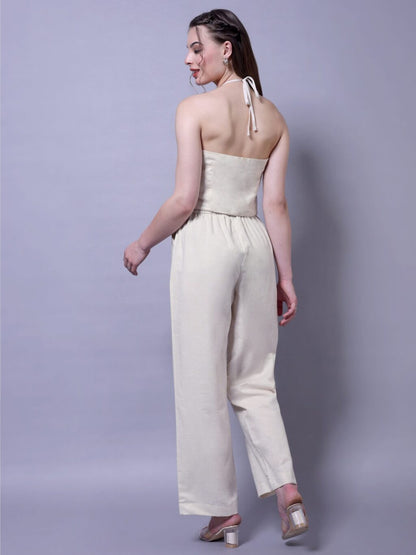 Linen Halter Co-ord Set | Off White