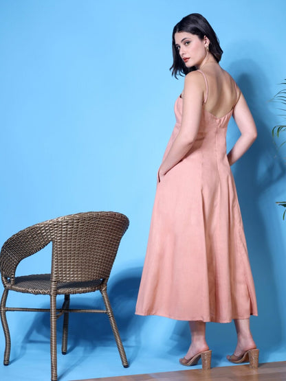 Strappy Midi Dress | Pink