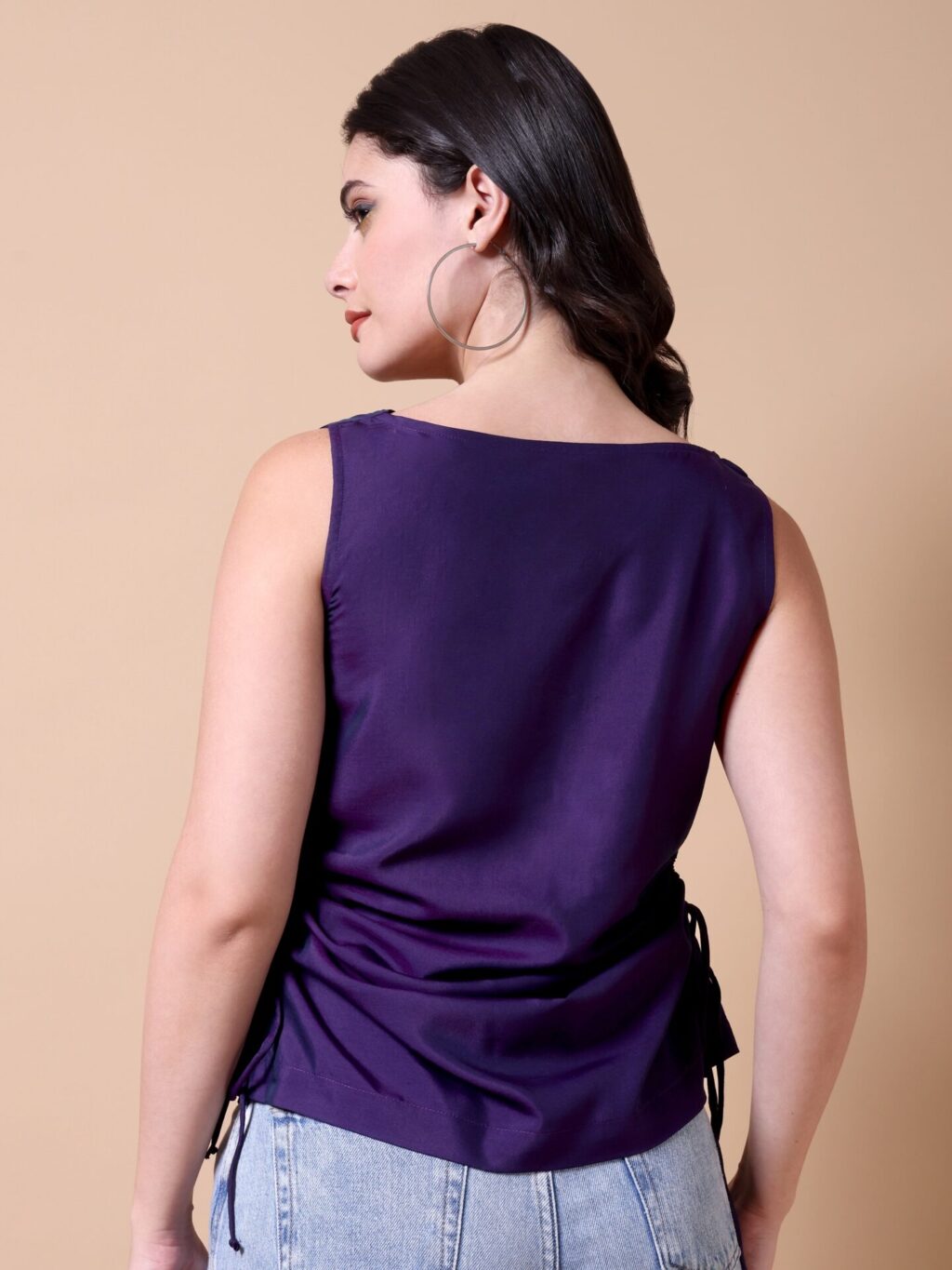 Sleeveless Ruched Top | Purple