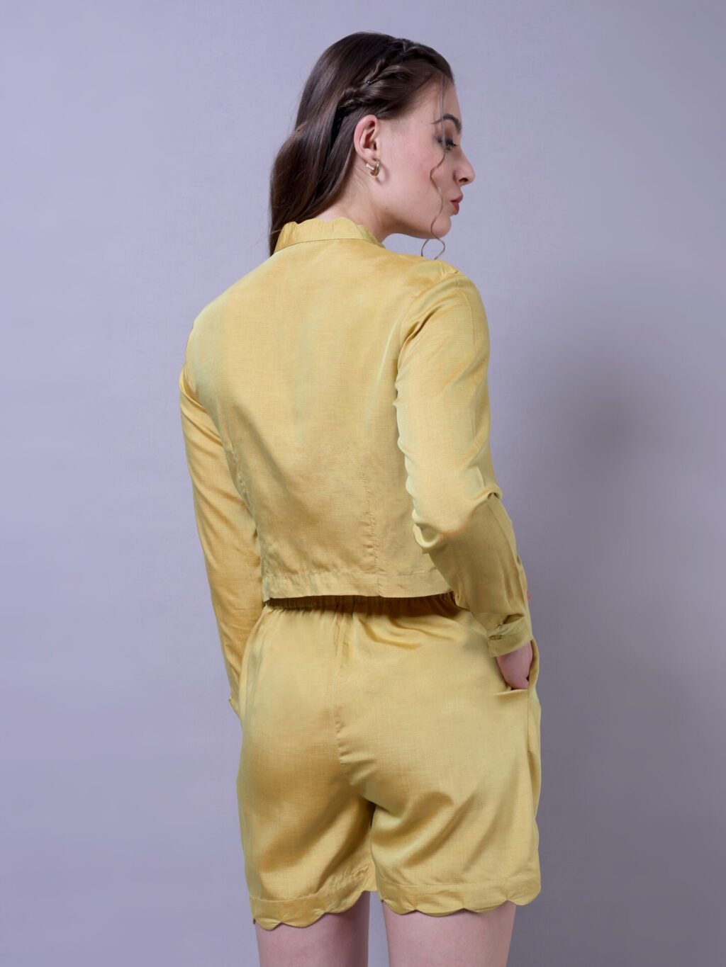 Scallop Trim Shirt and Shorts Set | Gold