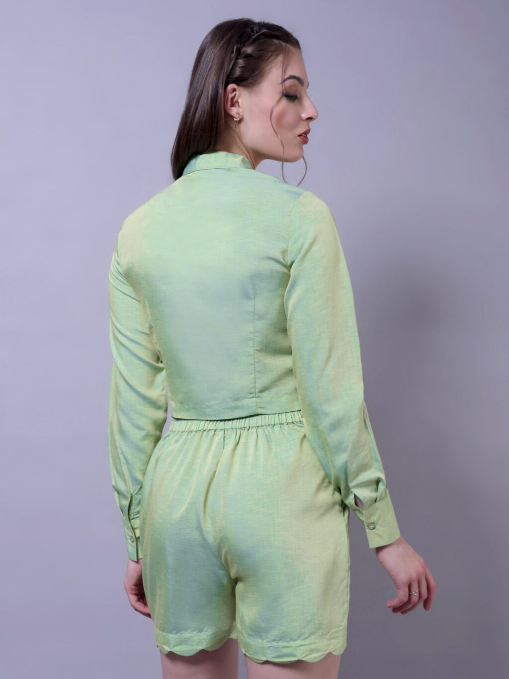 Scallop Trim Shirt and Shorts Set | Green