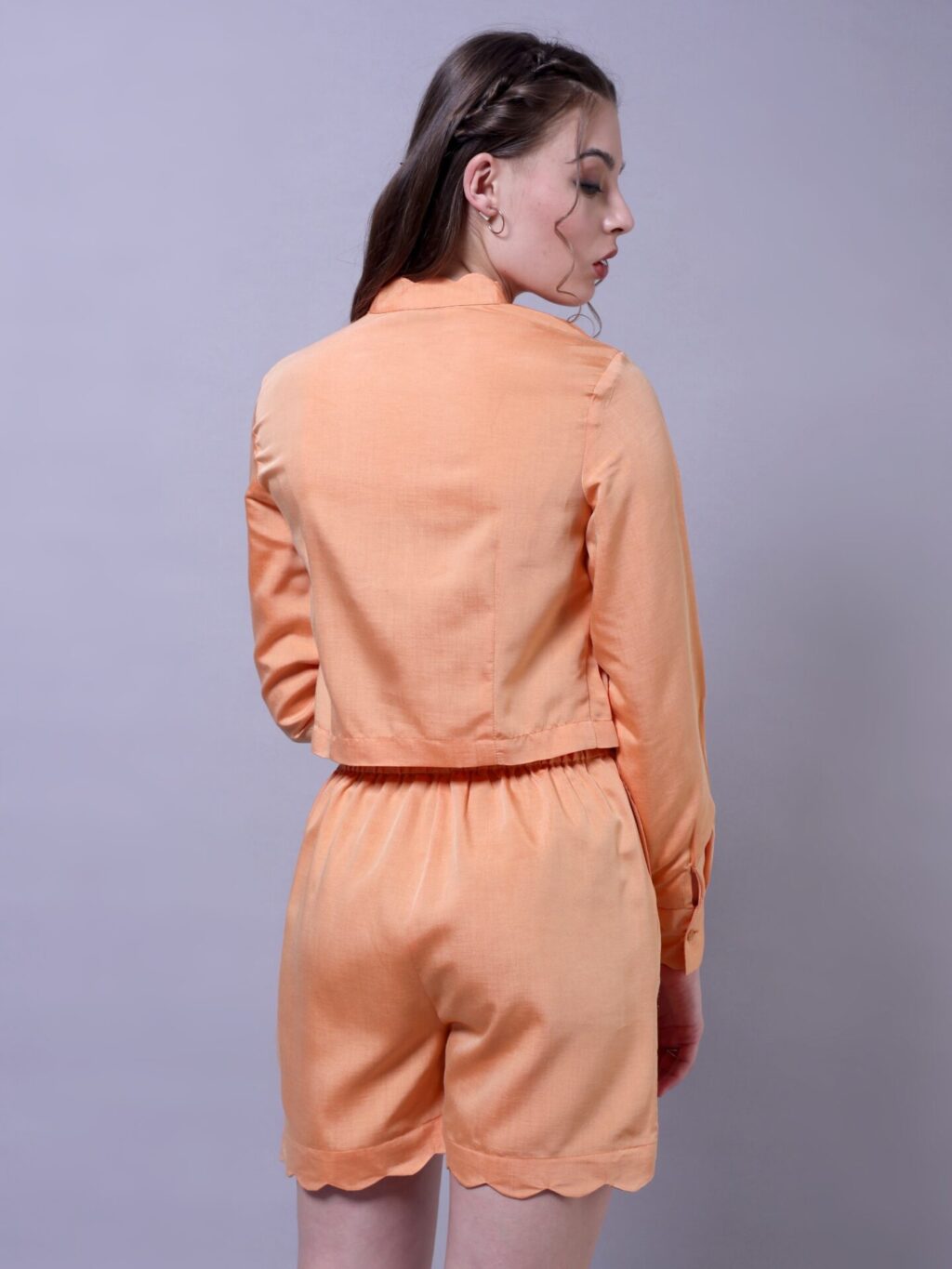 Scallop Trim Shirt and Shorts Set | Orange