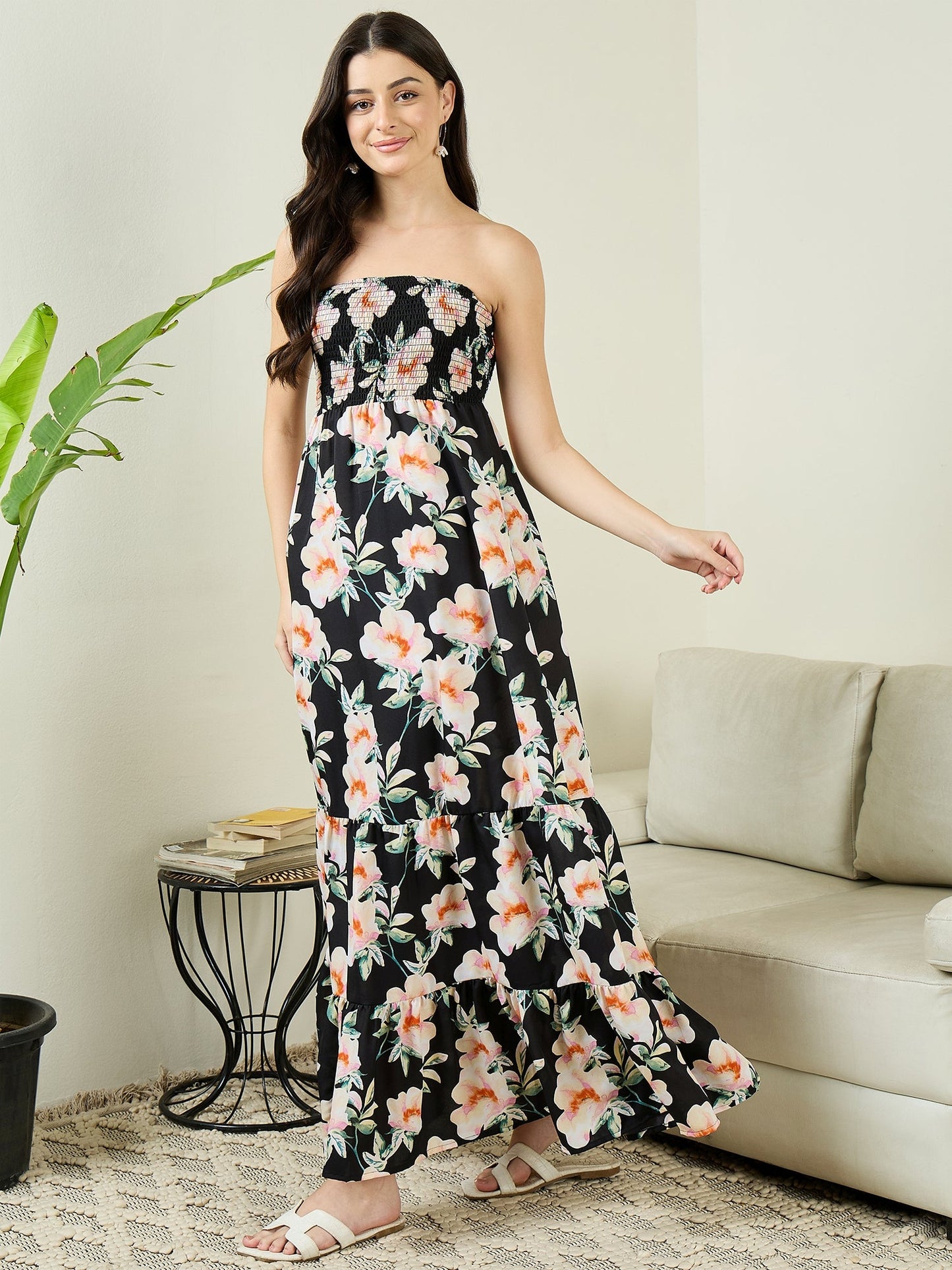 Strapless Smocked Maxi Dress
