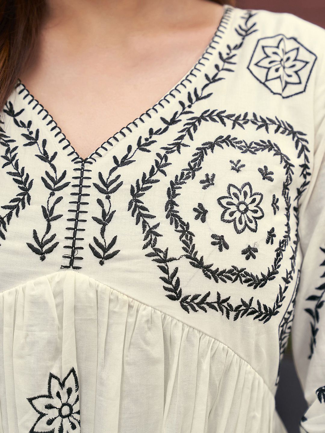 Embroidered Pure Cotton Top With Trouser