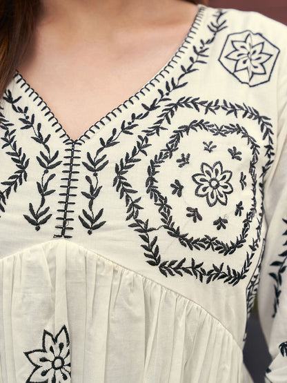 Embroidered Pure Cotton Top With Trouser