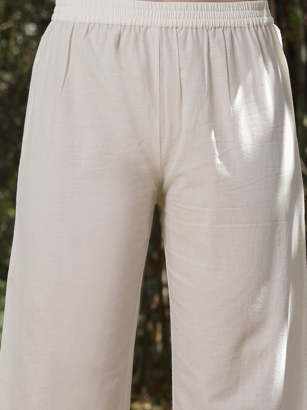 Hem Design V Neck Pure Cotton Tunic With Palazzo Co-Ords