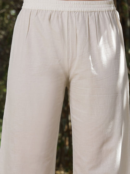 Hem Design V Neck Pure Cotton Tunic With Palazzo Co-Ords