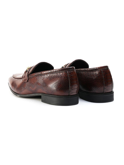 Monkstory Horsebit Snake-Effect Slip-Ons - Brown