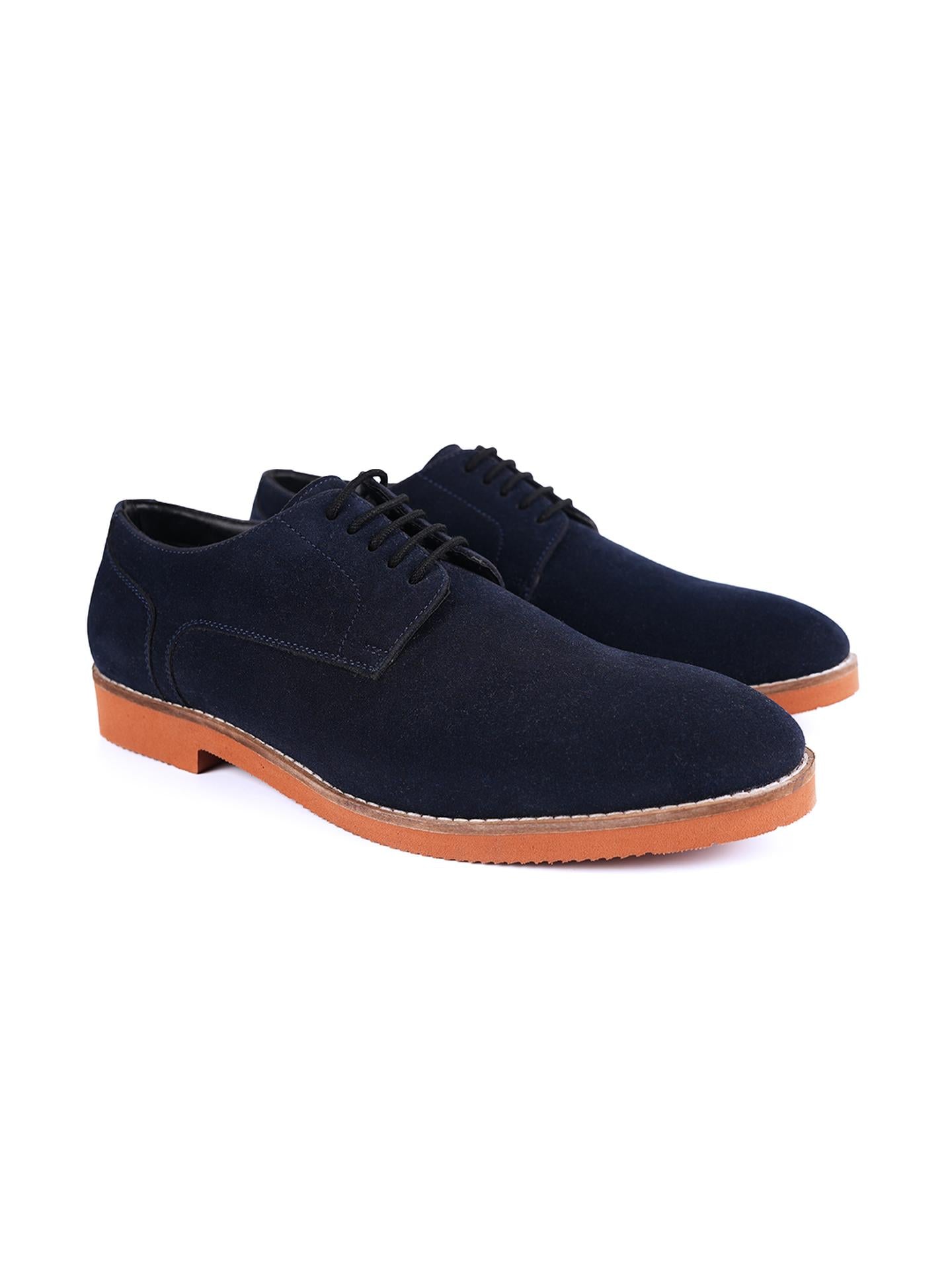 Monkstory Elegance Derby Suede Lace-Ups - Navy Blue