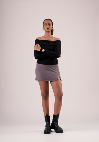 A-line mini skirt in Purple Oak