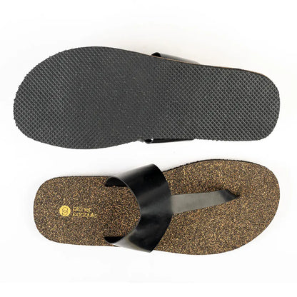 Paaduks Eso Thong-Strap Cork Black Men Slides