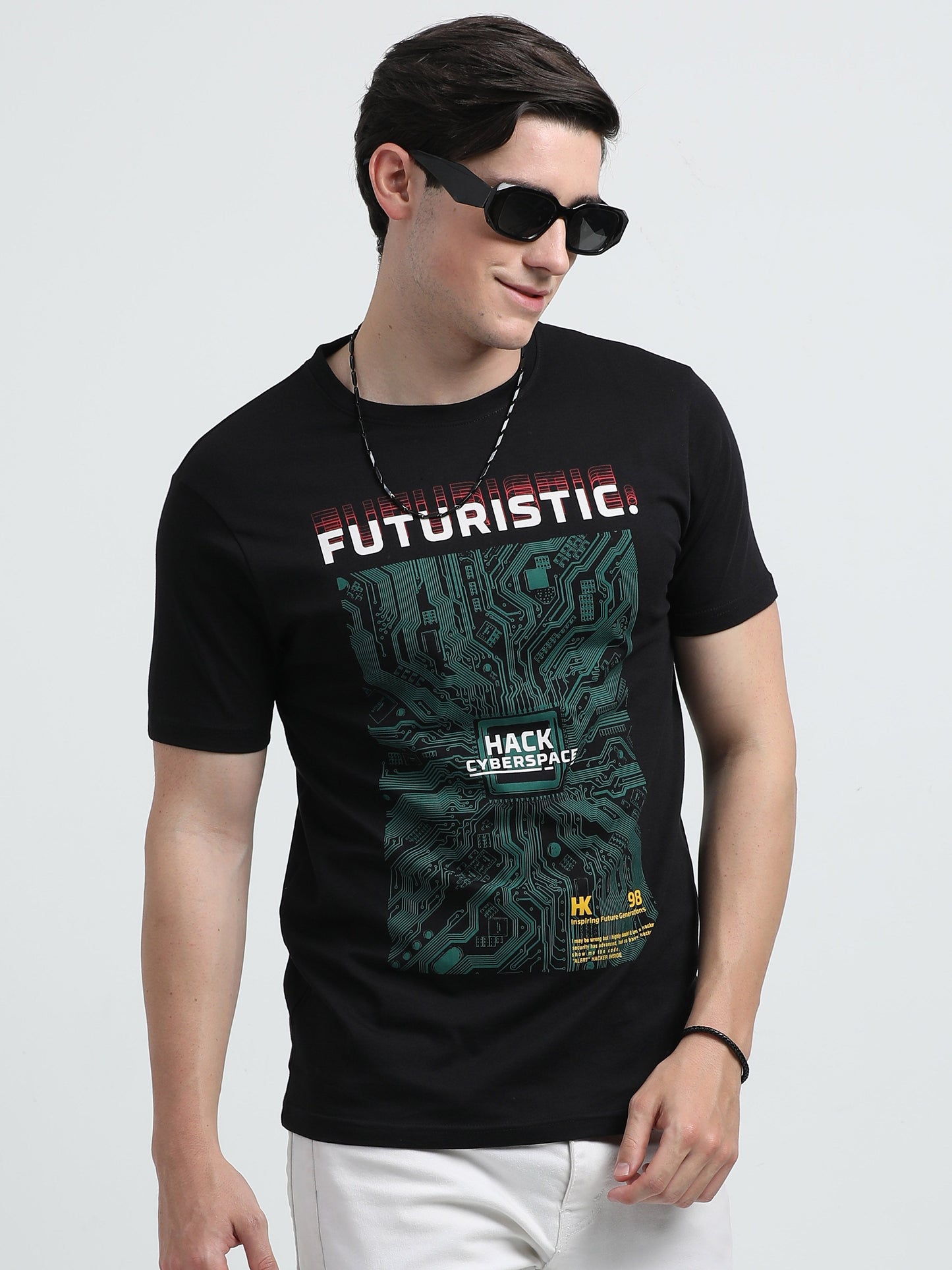 Indo Cotton Men's Printed Crew Neck T-Shirt
