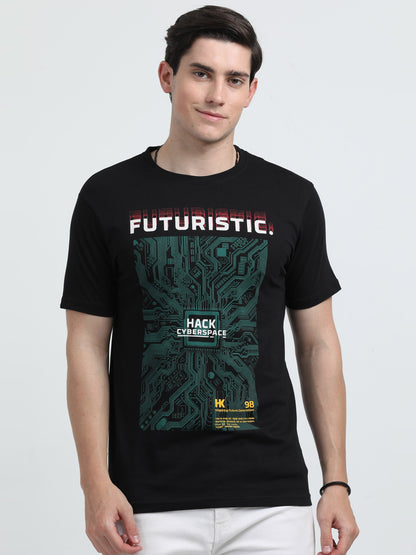 Indo Cotton Men's Printed Crew Neck T-Shirt